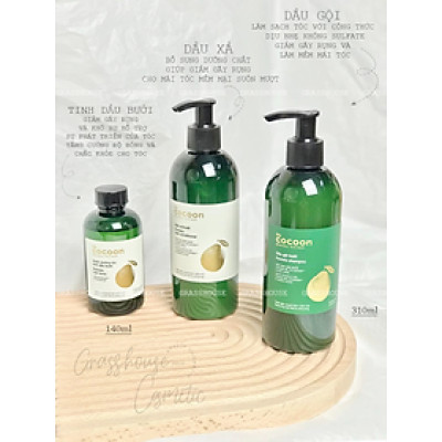 Bộ dầu Gội và Xả bưởi Cocoon cung cấp dưỡng chất và bổ sung độ ẩm cho tóc (310ml x 2) - Giúp tóc mềm và giảm gãy rụng