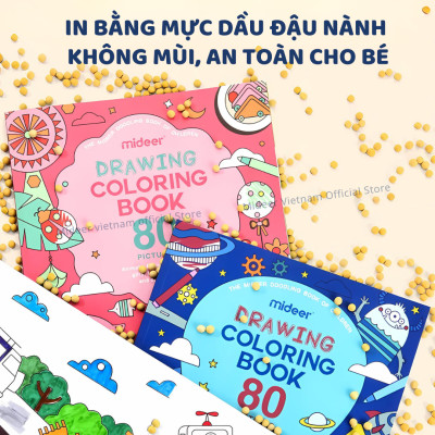 Sách tô màu cho bé gái, bé trai Mideer Drawing Coloring tranh tô màu cao cấp