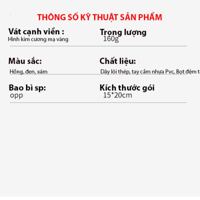 Dây Nhảy Tập Thể Dục Cao Cấp Tại Nhà Lõi Thép Cao Cấp, Viền Tay Cầm Hình Kim Cương Chính Hãng Cao Cấp KitAcoom