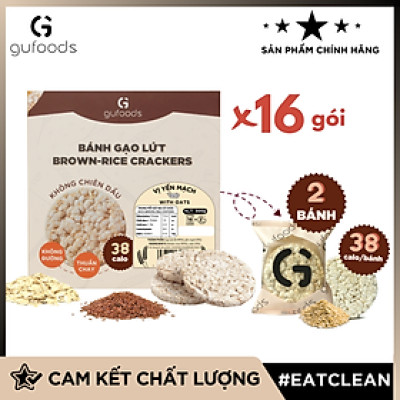 Bánh gạo lứt GUfoods (300g) - Không chiên dầu, Không đường, Từ gạo và ngũ cốc nguyên hạt, Lành mạnh, Phù hợp Eat clean, Ăn vặt healthy, Thực dưỡng, Tập gym, Thuần chay, Đa dạng hương vị
