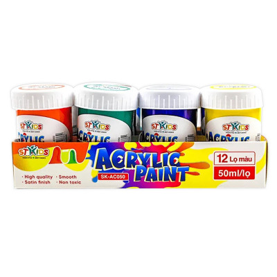 Vỉ 12 Màu Acrylic 50 ml - Stakids SK_AC050