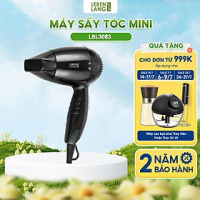 Máy sấy tóc mini Lebenlang LBL3083, chống xơ rối tóc bằng công nghệ ion 1200W, nhỏ gọn tiện lợi, tặng kèm túi đựng, bảo hành 2 năm - hàng chính hãng