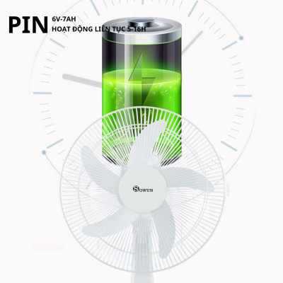 Quạt Tích Điện SOWUN SW809, Thời Gian Hoạt Động Lâu, Có Đèn LED 0.2W Sử Dụng Khi Mất Điện