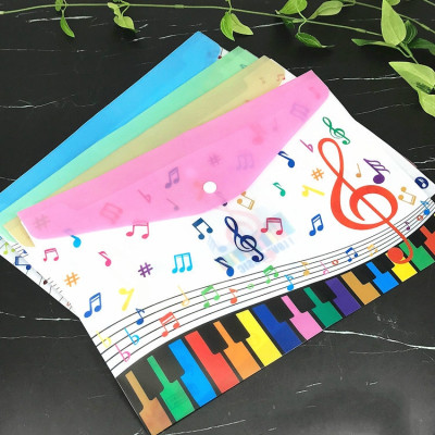 Bìa/Túi Hồ Sơ A4 Có Nút Gài – Họa Tiết Âm Nhạc, Chống Thấm