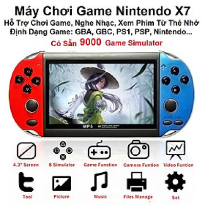 Máy Chơi Game Cầm Tay X7 Màn Hình 4.3Inch Có Sẵn 900 Game Hỗ Trợ Nghe Nhạc, Xem Phim - Hàng nhập khẩu