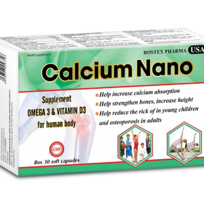Combo 2 Hộp Calcium Nano bổ sung canxi, vitamin D3, omega 3 tăng chiều cao - Hộp 30 viên (màu ngẫu nhiên)