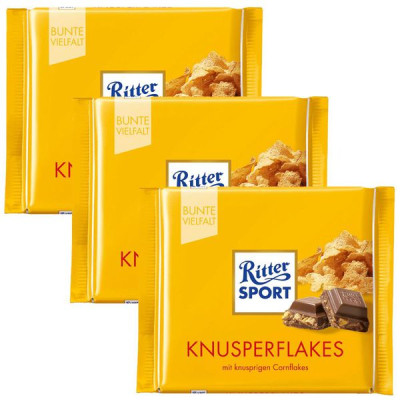 Chocolate Ritter Sport Knusperflakes nhân bỏng ngô 100gr (Cornflakes)