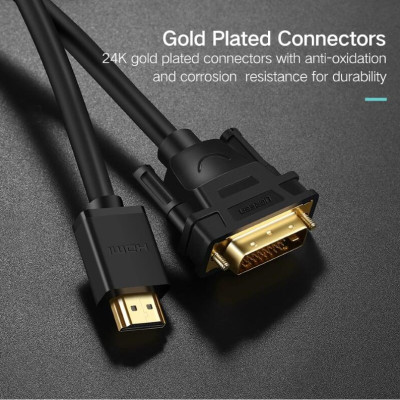 Ugreen UG50349HD133TK 3M màu Đen Cáp chuyển đổi HDMI sang DVI 24 + 1 thuần đồng - HÀNG CHÍNH HÃNG