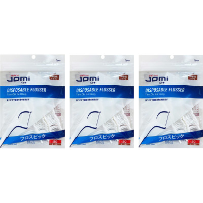 Combo 3 Túi Tăm Chỉ Kẽ Răng Chất Lượng Nhật Bản Jomi Disposable Flosser (80 chiếc/túi)