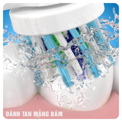 Cho máy Oral B Braun Cross Action EB50A, Bộ 4 đầu bàn chải đánh răng điện đánh tan mảng bám Minh House