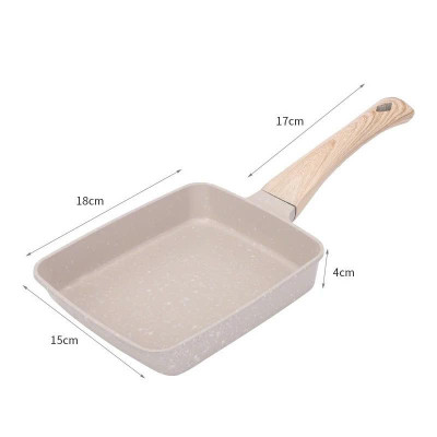 Chảo chữ nhật chống dính cán gỗ 18cm - chảo chiên trứng cuộn phong cách Hàn Quốc