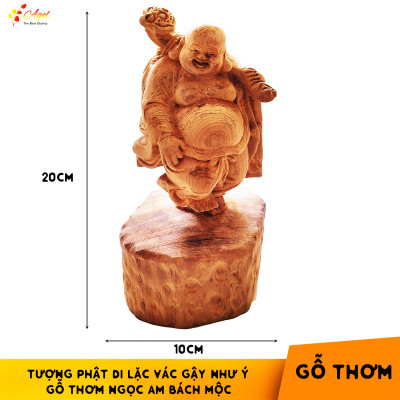 Tượng Phật Di Lặc Vác Như Ý Gỗ Thơm Bách Mộc Ngọc Am - Hàng cao cấp cực thơm - Sản Phẩm Nhập Khẩu