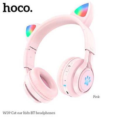 Tai Nghe Chụp Tai Bluetooth, Tai Mèo, Âm Thanh Trong Trẻo, sống động W39 - Hàng Chính Hãng.