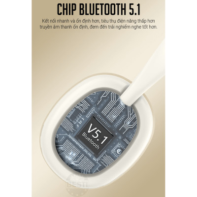Tai Nghe Bluetooth Chụp Tai , Headphone Không Dây Bluetooth Có Mic Đàm Thoại Tiện Lợi, Pin Cực Khỏe Bluetooth 5.1 Cao Cấp - Hàng Chính Hãng Besti