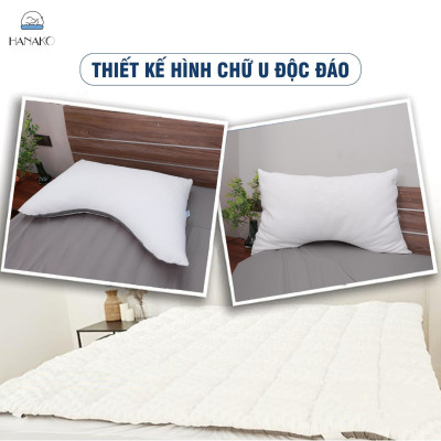 Gối cong Pharmedoc bông mút đàn hồi nâng đỡ cổ, giảm đau HANAKO Phong Cách Quý Tộc Châu Âu