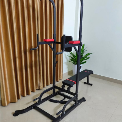 Ghế tập tạ kèm xà kép T058, ghế tập đa năng trong nhà điều chỉnh từ 165cm đến 235cm chắc chắn cho gia đình