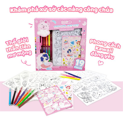 Bộ Sticker Nghệ Thuật Và Bút Marker - Kawaii Things CLEVERHIPPO SS01