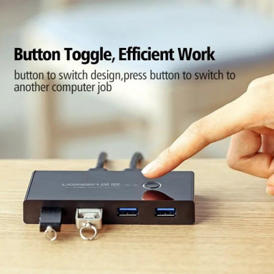 Ugreen UG30768US216TK Bộ chuyển mạch USB 3.0 gộp 4 thiết bị vào 2 máy tính cao cấp - HÀNG CHÍNH HÃNG