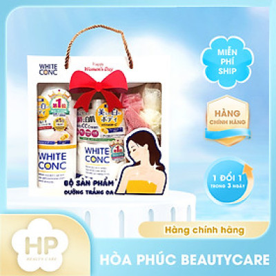 Set Sữa Tắm Dưỡng Trắng Da Và Kem CC Dưỡng Trắng Da Toàn Thân White Conc (Set 360 mL & 200 G)