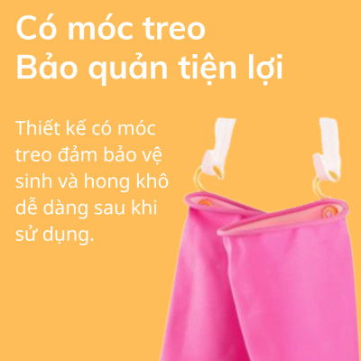 Bộ 4 Đôi Găng Tay cao Su Tự Nhiên Hàn Quốc Có Móc 38cm