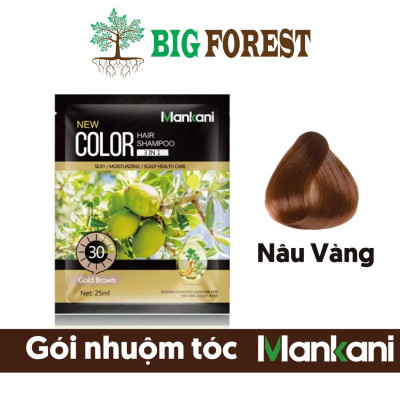 Gói Dầu Gội Nhuộm Tóc, Phủ Bạc Thảo Dược Mankani [Gói 25ml - Nâu Vàng]