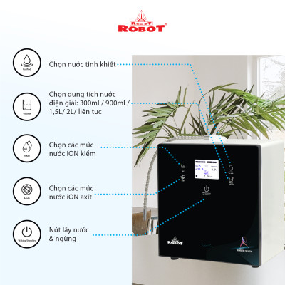 Máy Lọc Nước Điện Giải Ion Kiềm ROBOT IonPrince 1111 Để Bàn/ Treo Tường - Hàng Chính Hãng