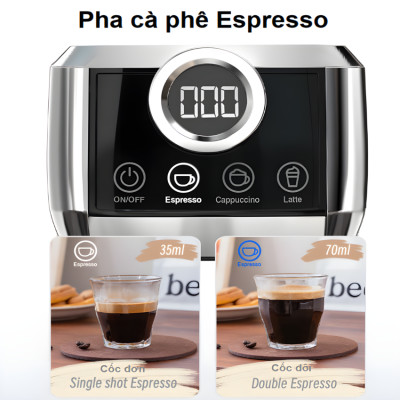 Máy pha cà phê Espresso bán tự động Espresso, Latte, Cappuccino thương hiệu HiBREW H13A - Hàng Chính Hãng