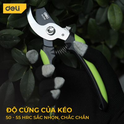 Kéo Cắt Tỉa Cành Cây Deli Chính Hãng 210mm - Lưỡi Thép Sắc Bén, Siêu Bền, Tay Cầm Đệm Cao Su An Toàn, Chắc Chắn - DL2789