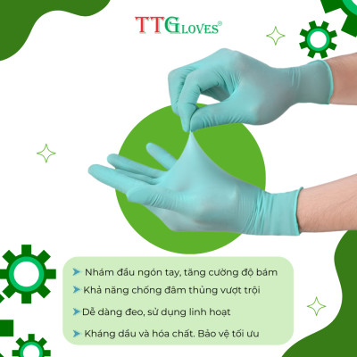Găng Tay Y Tế Size L Màu Xanh Lá (100 Chiếc)_Không Bột Nitrile TTGLOVES