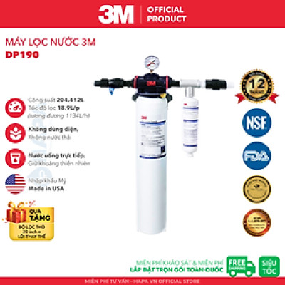 Máy Lọc Nước 3M DP190 Công Suất Lớn Dành Cho Thương Mại Horeca Nhà Hàng Quán Cafe - Nhập Khẩu Mỹ, Hàng Chính Hãng 3M