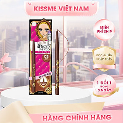 Bút Chì Sáp Kẻ Lông Mày Không Lem Trôi Lõi Siêu Mịn Màu Nâu Sáng Kissme Heroine Make Quick Eyeliner