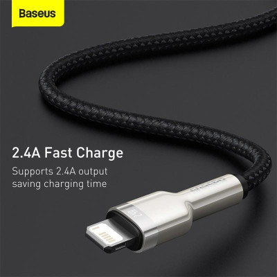Cáp sạc nhanh, siêu bền Baseus Cafule Metal Series dùng cho iPhone/ iPad (2.4A, USB A )