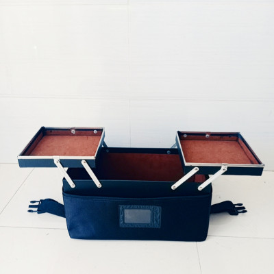 Hàng cao cấp - Cốp túi vải dày dặn bọc inox viền măm , có dây đeo đựng mỹ phẩm, nail, mi chuyên nghiệp tiện lợi size 40x20x22 cm 