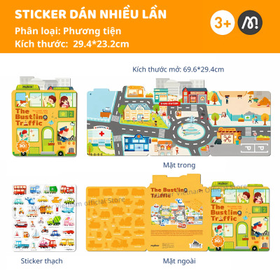Sticker dán cho bé dùng được nhiều lần Mideer Reusable Jelly Sticker Set dán được trên nhiều bề mặt