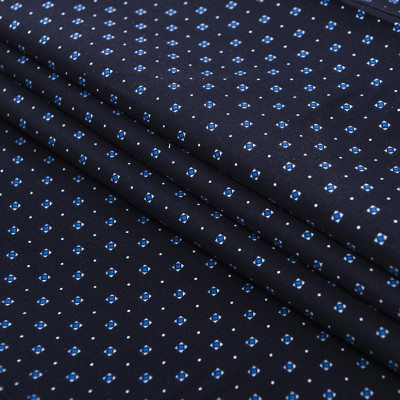 Áo Sơ Mi Nam Công Sở Trung Niên thương hiệu Anton Ngắn Tay màu Xanh Tím Than Vải Cotton Họa Tiết Hoa Nhí – X809