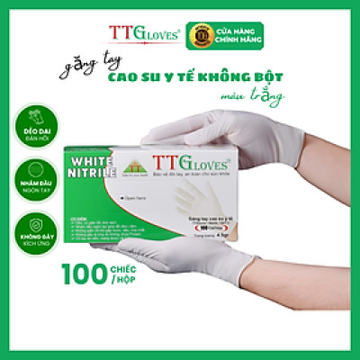 Găng Tay Y Tế Size S Không Bột Nitrile TTGLOVES Màu Trắng (100 Chiếc/hộp)