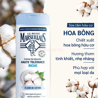 Sữa tắm 98% hữu cơ Le Petit Marseillais (400ml) - Hàng chính hãng