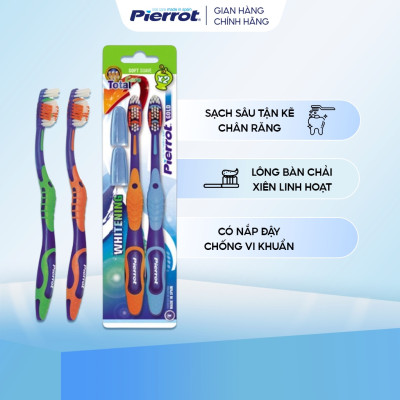 [ Mua 2 tặng 1 chỉ kẽ răng ] Bộ đôi bàn chải đánh răng Vàng siêu mềm PIERROT