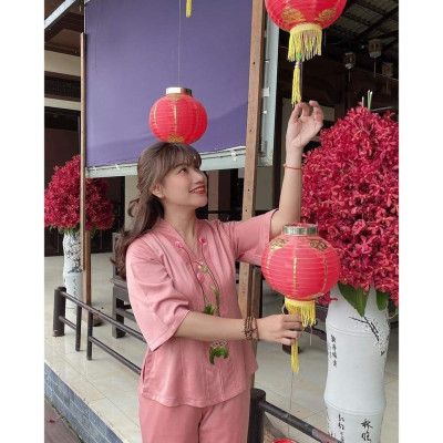 Đồ Lam Đi Chùa Bà Lai Lụa Pháp Cao Cấp