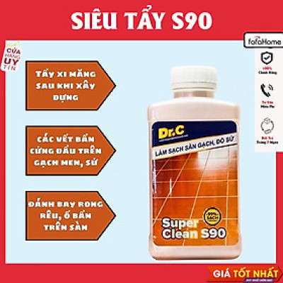 Làm Sạch Sàn Gạch, Thiết Bị Men Sứ - Super Clean S90 Tẩy Xi Măng, Vôi Vữa Trên Bề Mặt Sàn Gạch Loại Bỏ Rong Rêu Hiệu Quả