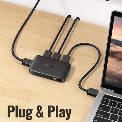 Ugreen UG80125CM332TK 4K@30HZ bộ chuyển 3 vào 1 ra HDMI Switcher hỗ trợ 4k 1080p - HÀNG CHÍNH HÃNG