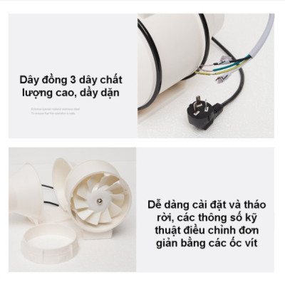 Quạt hút thông gió phi 200 - Quạt hút gió đồng trục cấp khí tươi cho công trình nhà - Hàng chính hãng GDXLFJ siêu chống ồn