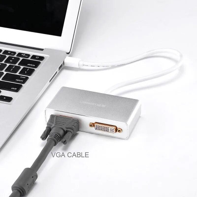 Ugreen UG10438MD109TK Màu Trắng Bộ chuyển đổi Mini displayport sang HDMI + VGA + DVI cao cấp - HÀNG CHÍNH HÃNG