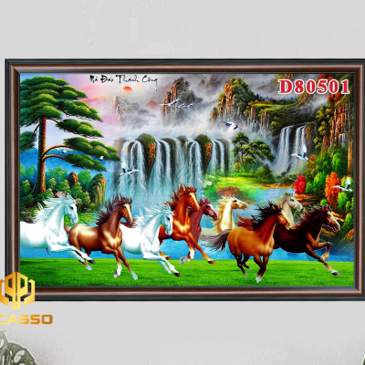 D805 31 Tranh kính Bát mã tung hoành (Được chọn mẫu)