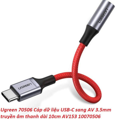 Ugreen UG70506AV153TK màu đỏ chuyển USB type C sang audio 3.5mm truyền âm thanh vỏ nhôm chống nhiễu dài 10cm - HÀNG CHÍNH HÃNG