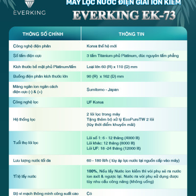 Máy Lọc Nước Điện Giải iON Kiềm EVERKING EK-73 - Hàng Chính Hãng