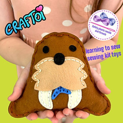 KIM NHỰA Bộ Thủ Công Trẻ Tự Làm Thú Bông 5+ WALRUS YETY Craftoi Felt Sewing toy prepunched holes plastic needle