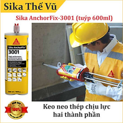 Keo neo thép chịu lực, cấy sắt hai thành phần gốc Epoxy - Sika AnchorFix - 3001 (tuýp 600ml)