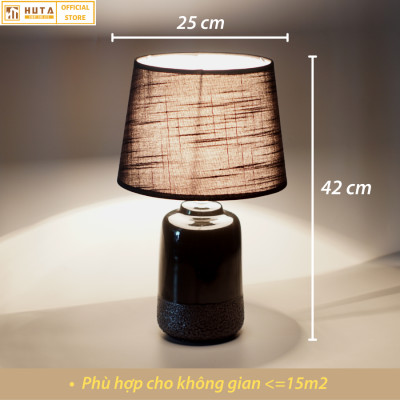 Đèn Ngủ Để Bàn Gốm Sứ Cao Cấp HUTA S17 Độc Đáo, Sang Trọng, Decor Phòng Ngủ Khách Sạn, Tăng Giảm Độ Sáng, Ánh Sáng Vàng