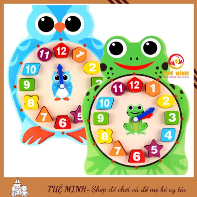 Đồng Hồ Phân Biệt Màu Sắc Hình Khối Con Cú Con Ếch Tuệ Minh Giúp Bé Học Xem Giờ